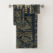 エジプトの象形文字と神 – アワビと金ゴールド バスタオルセット (インサイチュ)