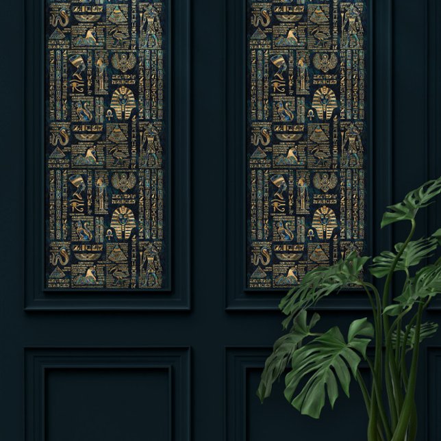 エジプトの象形文字と神 – アワビと金ゴールド 壁紙 (クリエイターアップロード済み)