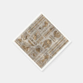 エジプトの象形文字と神 – ヴィンテージ金ゴールド スタンダードカクテルナプキン (角)