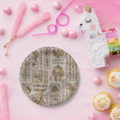 エジプトの象形文字と神 – ヴィンテージ金ゴールド ペーパープレート (パーティー)