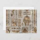 エジプトの象形文字と神 – ヴィンテージ金ゴールド ポストカード (正面/裏面)