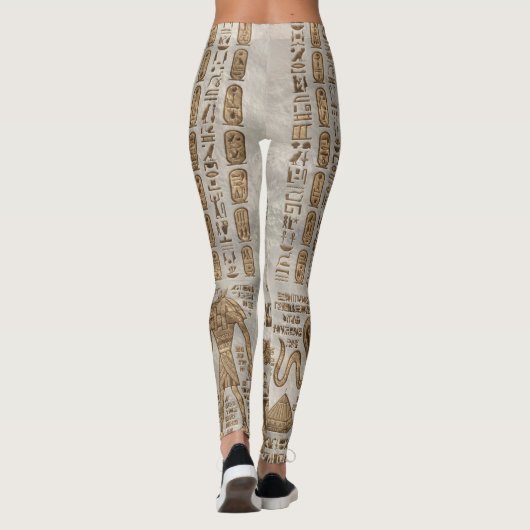 エジプトの象形文字と神 – ヴィンテージ金ゴールド レギンス (裏面)