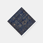 エジプトの象形文字と神 – 大理石の金ゴールド スタンダードカクテルナプキン (角)