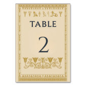 エジプトの象形文字と花の境界 - 編集可能 テーブルナンバー (正面)