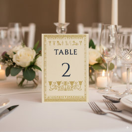 エジプトの象形文字と花の境界 - 編集可能 テーブルナンバー