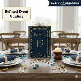 エジプトの象形文字と鷹 – 編集可能 テーブルナンバー