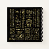 エジプトの象形文字と黒の神の金ゴールド ノートブック (裏面)