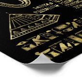 エジプトの象形文字と黒の神の金ゴールド ポスター (角)