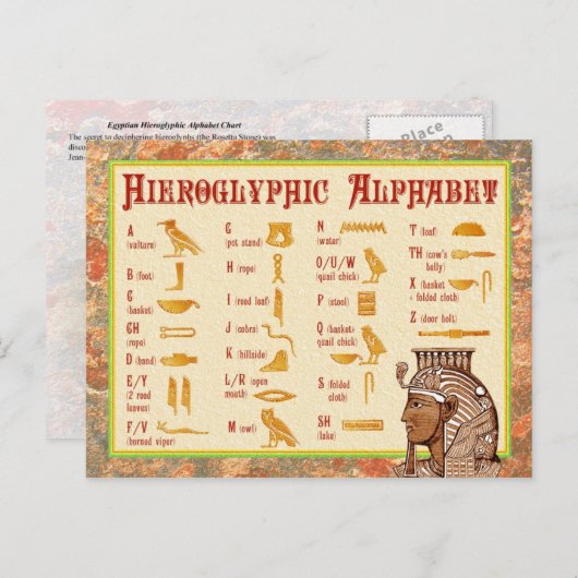 エジプトの象形文字のアルファベットチャート ポストカード (正面/裏面)