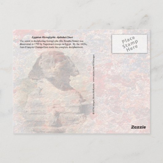 エジプトの象形文字のアルファベットチャート ポストカード (裏面)