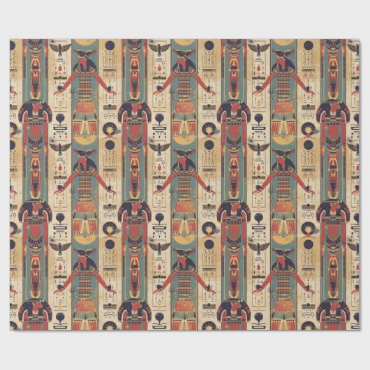 エジプトの象形文字のファラオのパターン ラッピングペーパー (フラット)