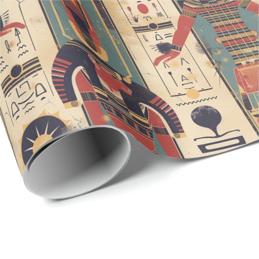 エジプトの象形文字のファラオのパターン ラッピングペーパー (ロールコーナー)