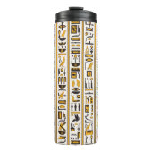 エジプトの象形文字の黄色と黒のシームレスな色 タンブラー (正面)