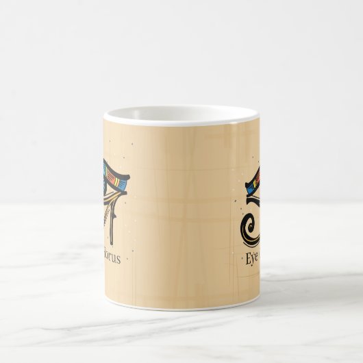 エジプトの象形文字パピルスのホロスの眼 コーヒーマグカップ (中央)