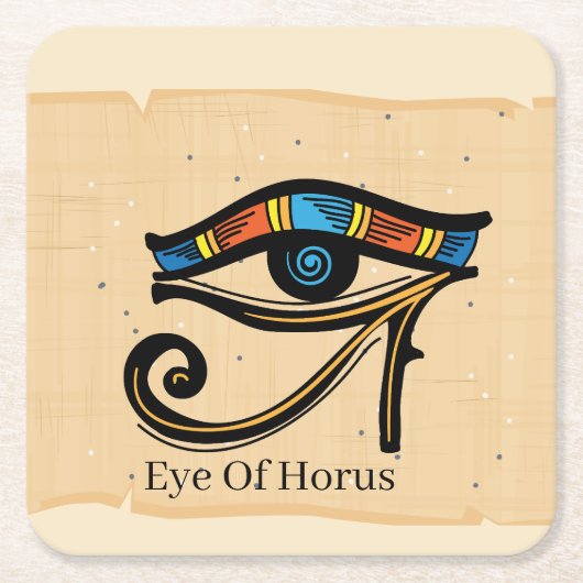 エジプトの象形文字パピルスのホロスの眼 スクエアペーパーコースター (正面)