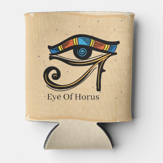 エジプトの象形文字パピルスのホロスの眼 缶クーラー (正面)