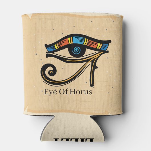 エジプトの象形文字パピルスのホロスの眼 缶クーラー (裏面)