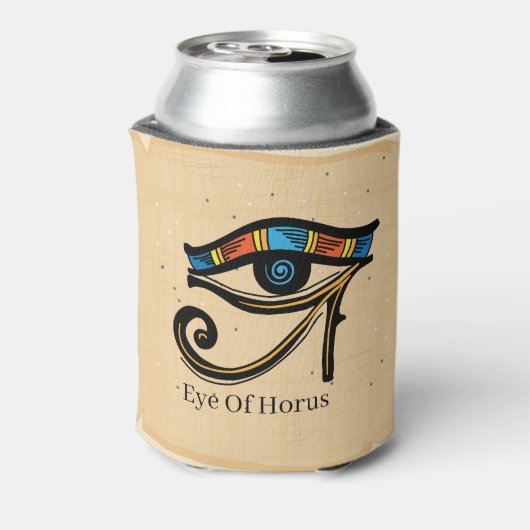 エジプトの象形文字パピルスのホロスの眼 缶クーラー (缶裏面)