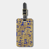 エジプトの象形文字ラピスラズリと金ゴールド ラゲッジタグ (正面縦)