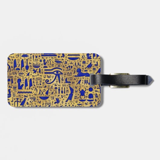 エジプトの象形文字ラピスラズリと金ゴールド ラゲッジタグ (裏面横)