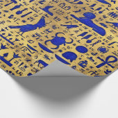 エジプトの象形文字ラピスラズリと金ゴールド ラッピングペーパー (角)
