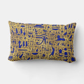 エジプトの象形文字ラピスラズリと金ゴールド ランバークッション (裏面)