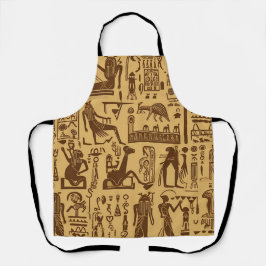 エジプトの象形文字金ゴールドと茶色 エプロン