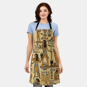 エジプトの象形文字金ゴールドと茶色 エプロン (着用した状態)