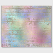 エジプトの象形文字金ゴールドブルーウォーターピンクグラデーション ラッピングペーパー (フラット)