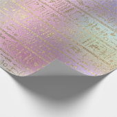 エジプトの象形文字金ゴールドブルーウォーターピンクグラデーション ラッピングペーパー (角)