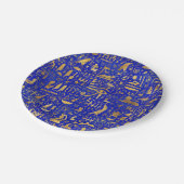 エジプトの象形文字 – ラピスラズリと金ゴールド ペーパープレート (アングル)
