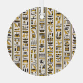 エジプトの象形文字:黄色 – 黒シームレス。 ガラスオーナメント (裏面)