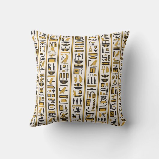 エジプトの象形文字：黄色 – 黒シームレス。 クッション (裏面)