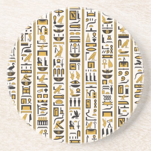エジプトの象形文字：黄色 – 黒シームレス。 コースター (正面)