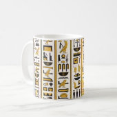 エジプトの象形文字：黄色 – 黒シームレス。 コーヒーマグカップ (正面左)