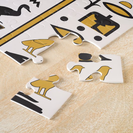 エジプトの象形文字：黄色 – 黒シームレス。 ジグソーパズル (側面)