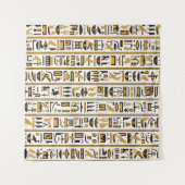 エジプトの象形文字:黄色 – 黒シームレス。 タペストリー (正面(横))