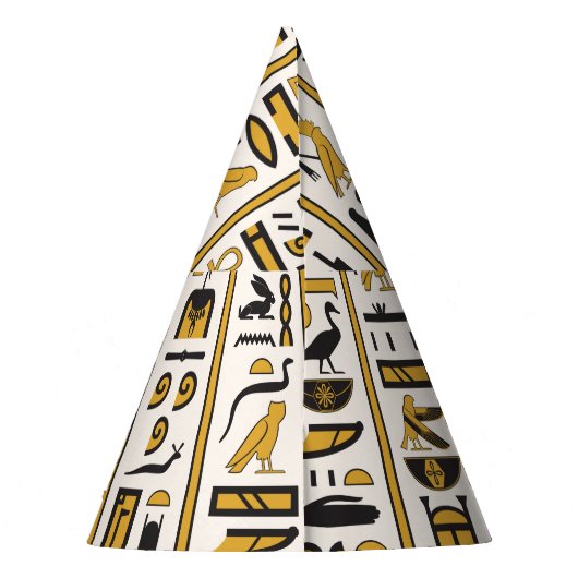 エジプトの象形文字：黄色 – 黒シームレス。 パーティーハット (裏面)