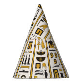 エジプトの象形文字:黄色 – 黒シームレス。 パーティーハット (右)