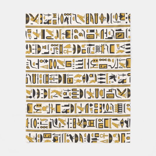 エジプトの象形文字:黄色 – 黒シームレス。 フリースブランケット (正面)