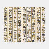 エジプトの象形文字:黄色 – 黒シームレス。 フリースブランケット (正面(横))