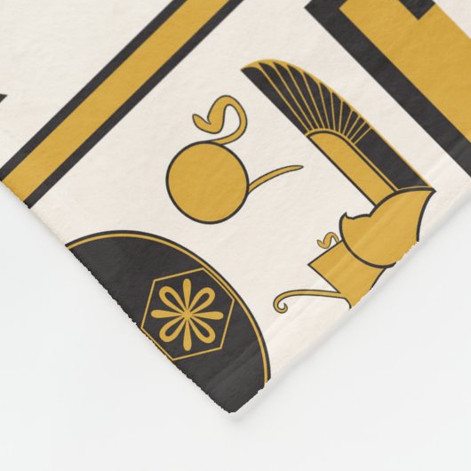 エジプトの象形文字:黄色 – 黒シームレス。 フリースブランケット (角)