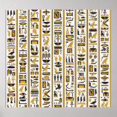 エジプトの象形文字:黄色 – 黒シームレス。 ポスター (正面)
