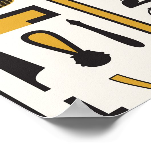 エジプトの象形文字:黄色 – 黒シームレス。 ポスター (角)