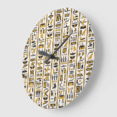 エジプトの象形文字:黄色 – 黒シームレス。 ラージ壁時計 (傾斜)