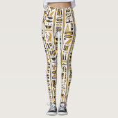 エジプトの象形文字：黄色 – 黒シームレス。 レギンス (正面)