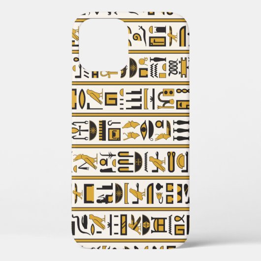 エジプトの象形文字:黄色 – 黒シームレス。 Case-Mate iPhoneケース (裏面)