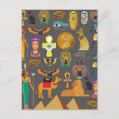 エジプトの象形記号パターンpharaoh シーズンポストカード (正面)