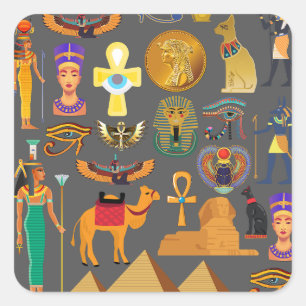 エジプトの象形記号パターンpharaoh スクエアシール