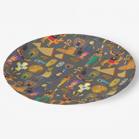 エジプトの象形記号パターンpharaoh ペーパープレート (アングル)